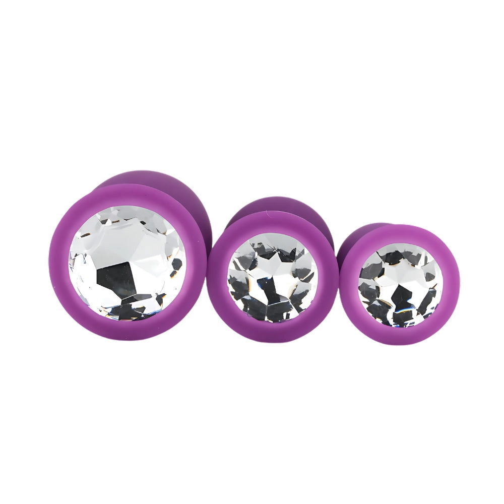 Toosh silicone butt plug purple set of 3 clear stone - butt plugs peaches and screams