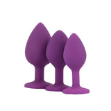 Toosh silicone butt plug purple set of 3 clear stone - butt plugs peaches and screams