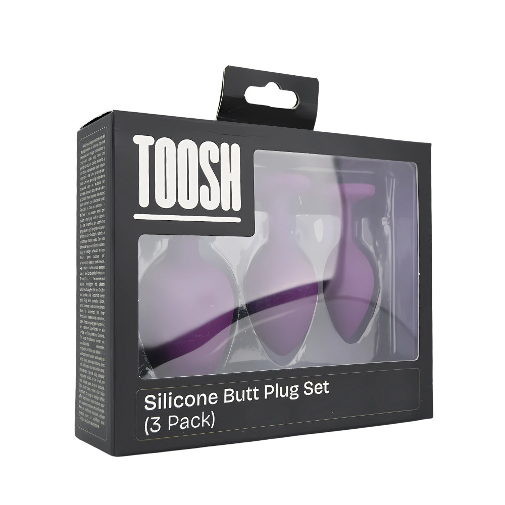 Toosh silicone butt plug purple set of 3 clear stone - butt plugs peaches and screams