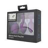 Toosh silicone butt plug purple set of 3 clear stone - butt plugs peaches and screams