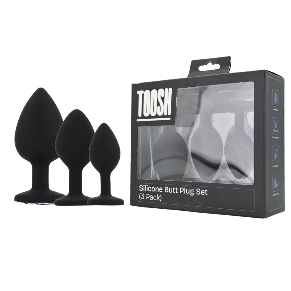 Toosh silicone butt plug set clear stone - butt plugs peaches and screams