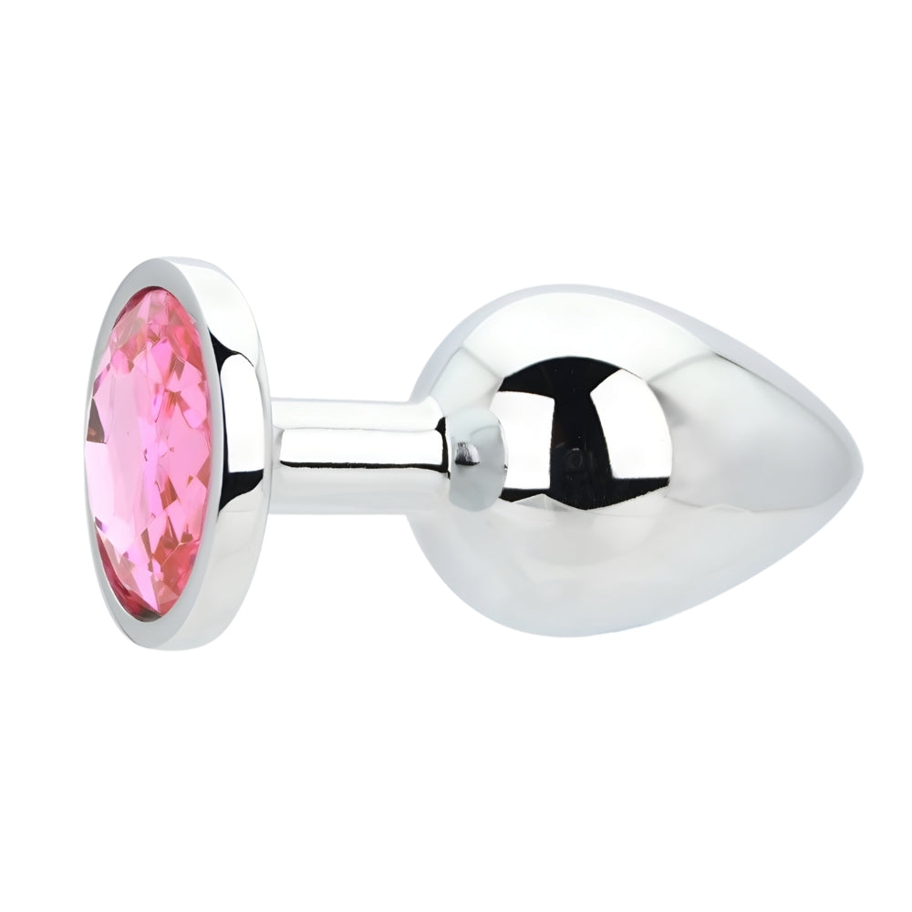 Toosh silver butt plug large pink stone jewelled base - butt plugs peaches and screams