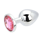 Toosh silver butt plug large pink stone jewelled base - butt plugs peaches and screams