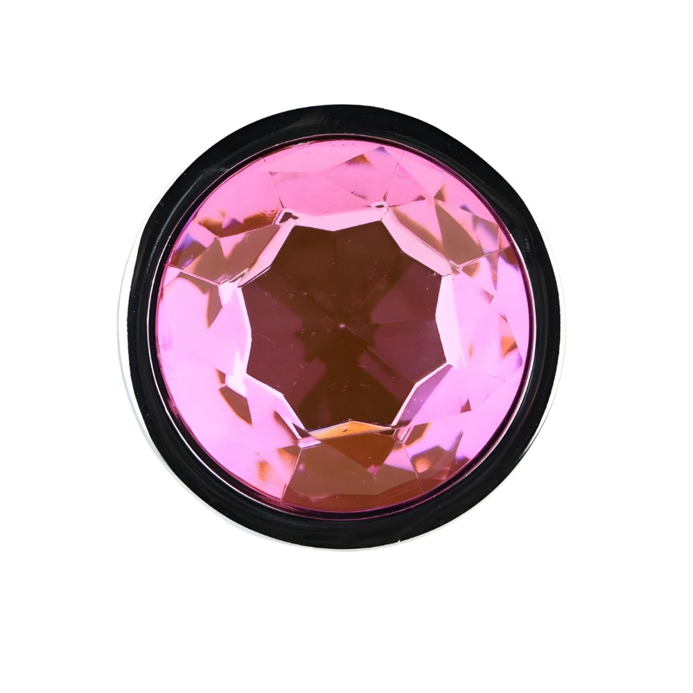 Toosh silver butt plug large pink stone jewelled base - butt plugs peaches and screams