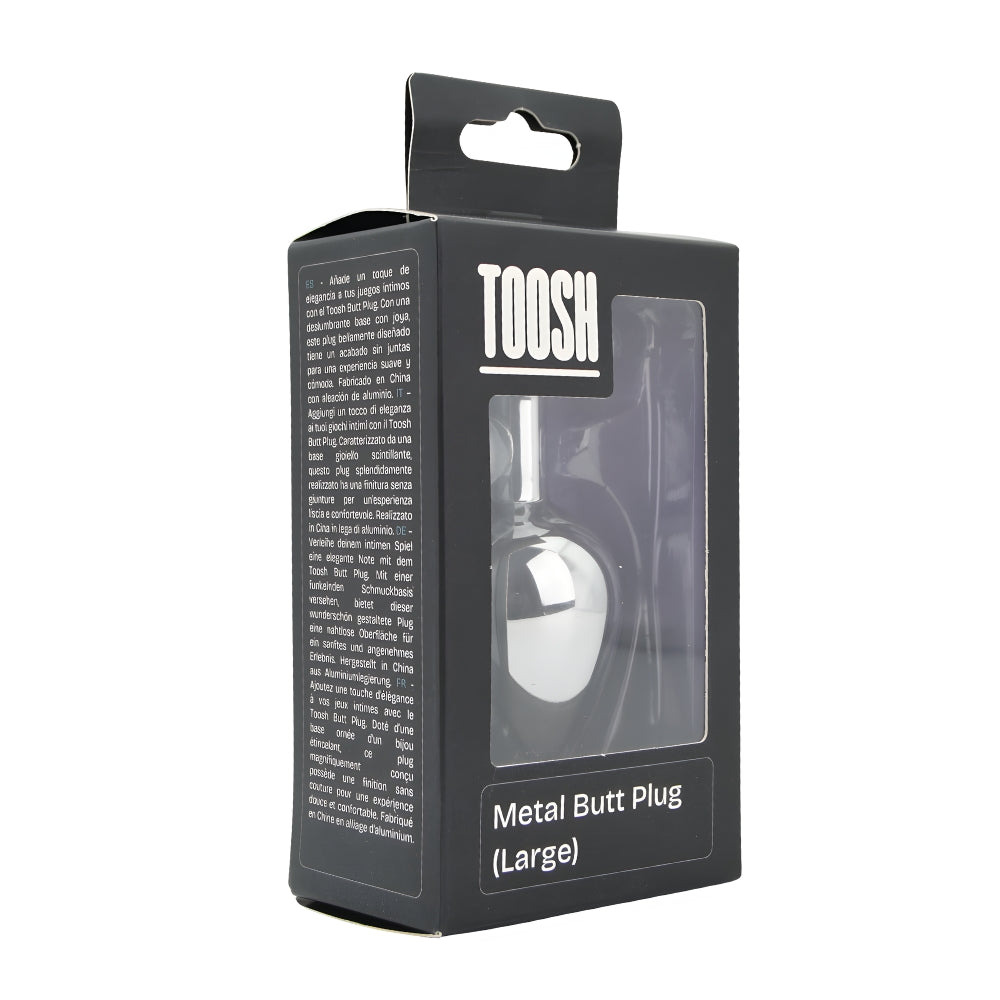Toosh silver butt plug large pink stone jewelled base - butt plugs peaches and screams