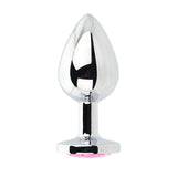 Toosh silver butt plug large pink stone jewelled base - butt plugs peaches and screams