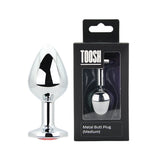 Toosh silver butt plug with jewelled base medium red stone - butt plugs peaches and screams
