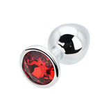 Toosh silver butt plug with jewelled base medium red stone - butt plugs peaches and screams