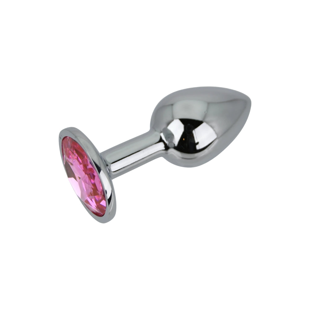 Toosh silver butt plug with pink stone jewelled base - butt plugs peaches and screams