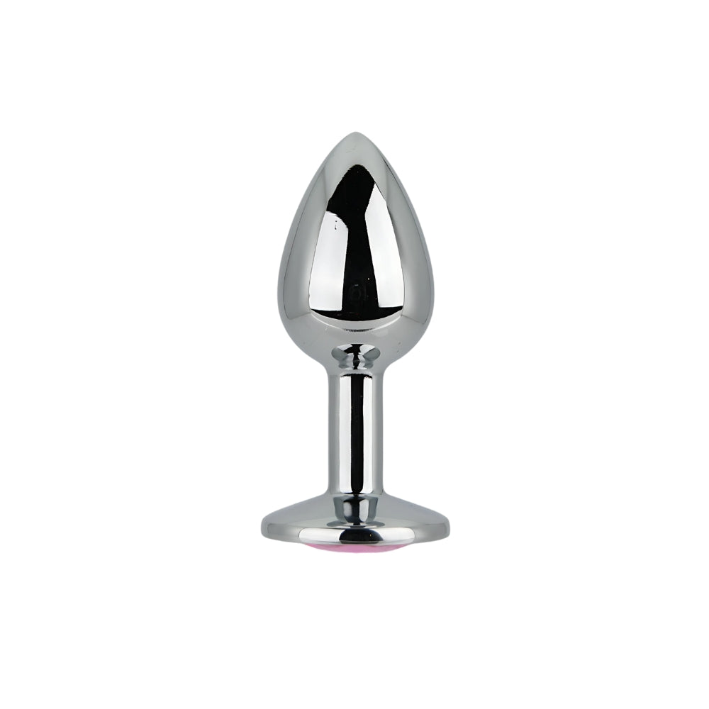 Toosh silver butt plug with pink stone jewelled base - butt plugs peaches and screams