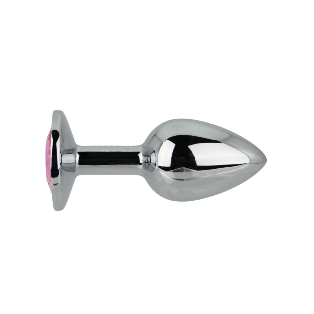 Toosh silver butt plug with pink stone jewelled base - butt plugs peaches and screams