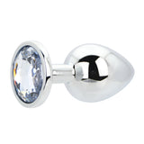 Toosh silver metal butt plug large clear stone - butt plugs peaches and screams