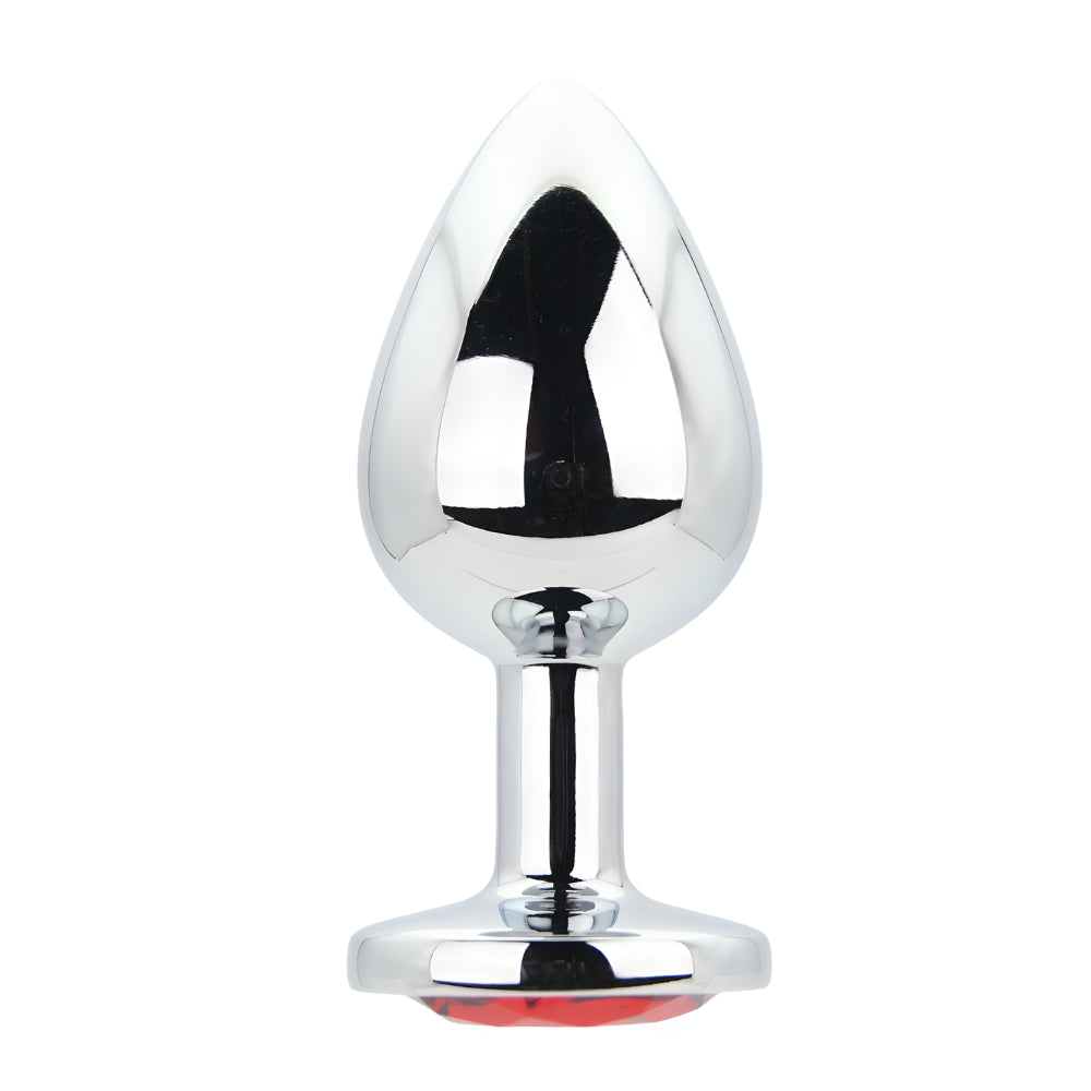 Toosh silver metal butt plug large red stone - butt plugs peaches and screams