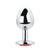 Toosh silver metal butt plug large red stone - butt plugs peaches and screams