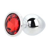 Toosh silver metal butt plug large red stone - butt plugs peaches and screams