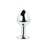 Toosh silver metal butt plug medium clear stone - butt plugs peaches and screams