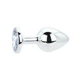 Toosh silver metal butt plug medium clear stone - butt plugs peaches and screams