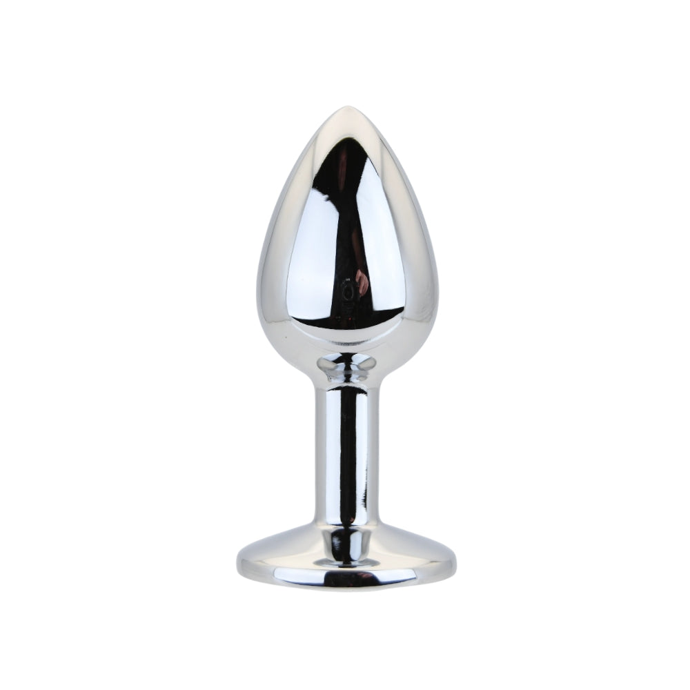 Toosh silver metal butt plug small clear stone - butt plugs peaches and screams