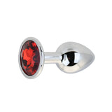 Toosh silver metal butt plug small red stone - butt plugs peaches and screams