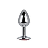 Toosh silver metal butt plug small red stone - butt plugs peaches and screams