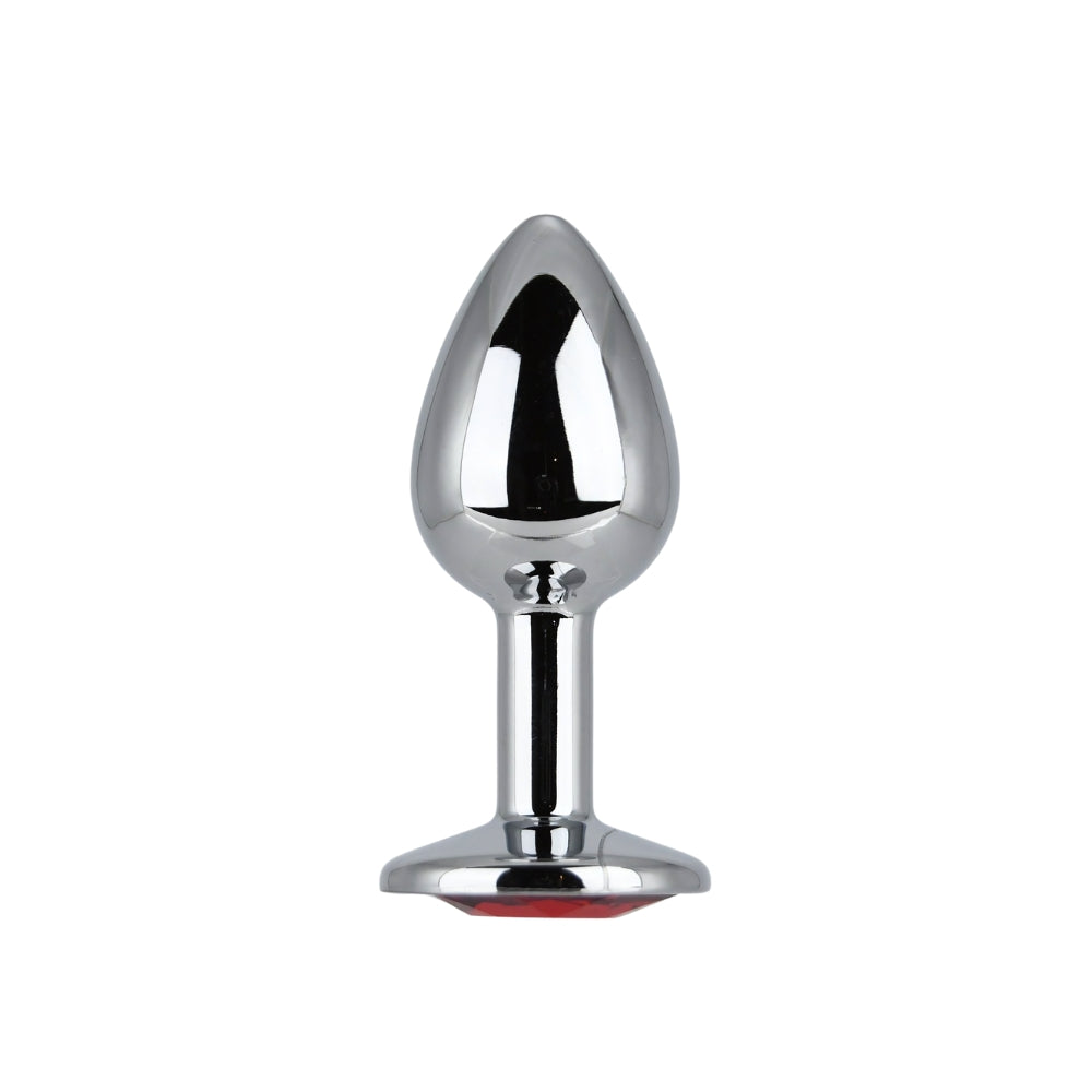 Toosh silver metal butt plug small red stone - butt plugs peaches and screams