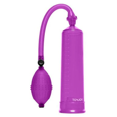 Toy Joy 8-inch Purple Penis Pump with Powerful Suction - Peaches and Screams