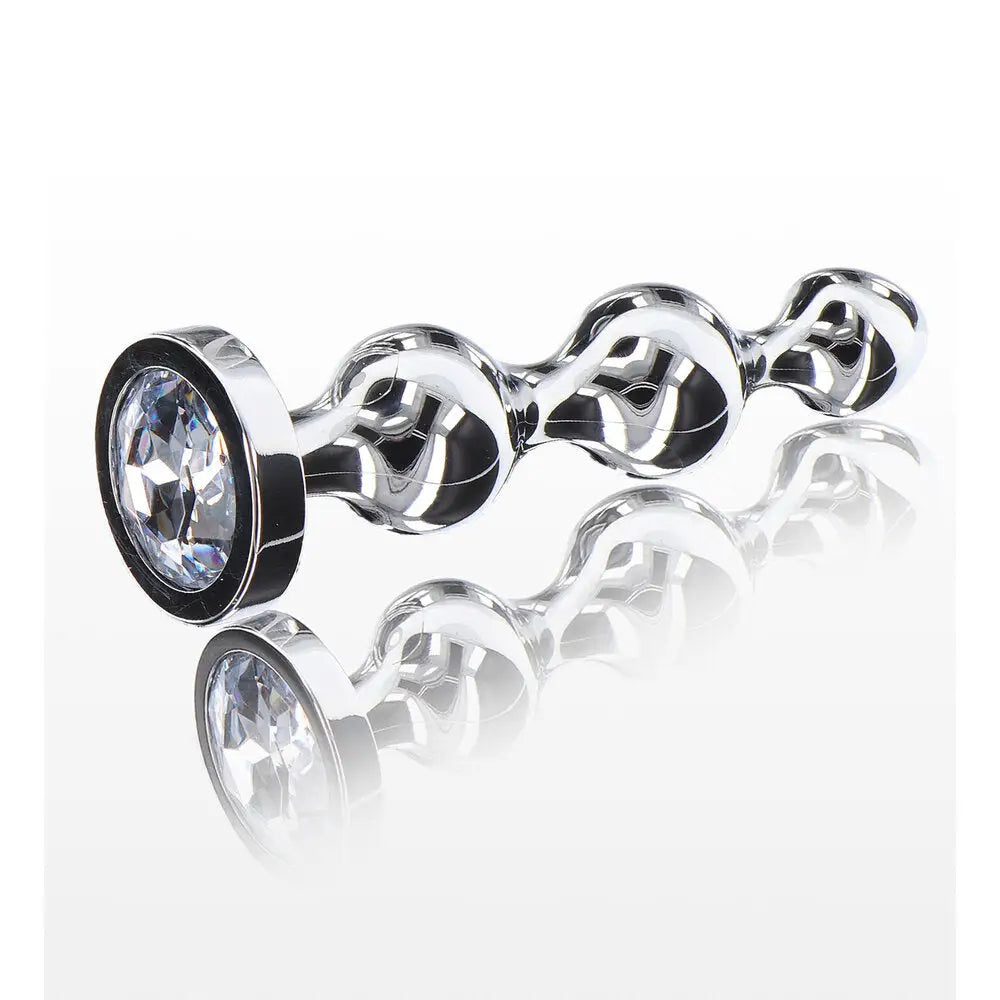 Toy joy stainless steel medium diamond anal beads 4.5 inch - peaches and screams