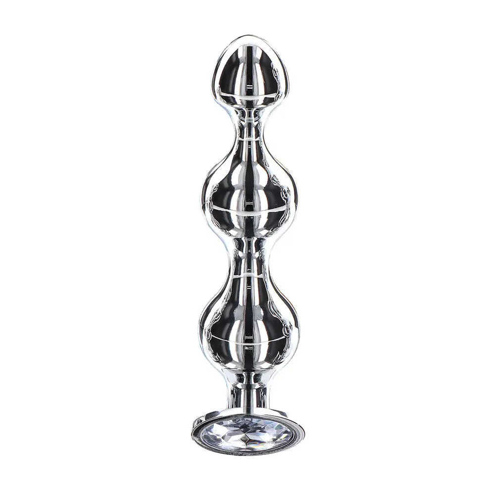 Toy joy stainless steel medium diamond anal beads 4.5 inch - peaches and screams