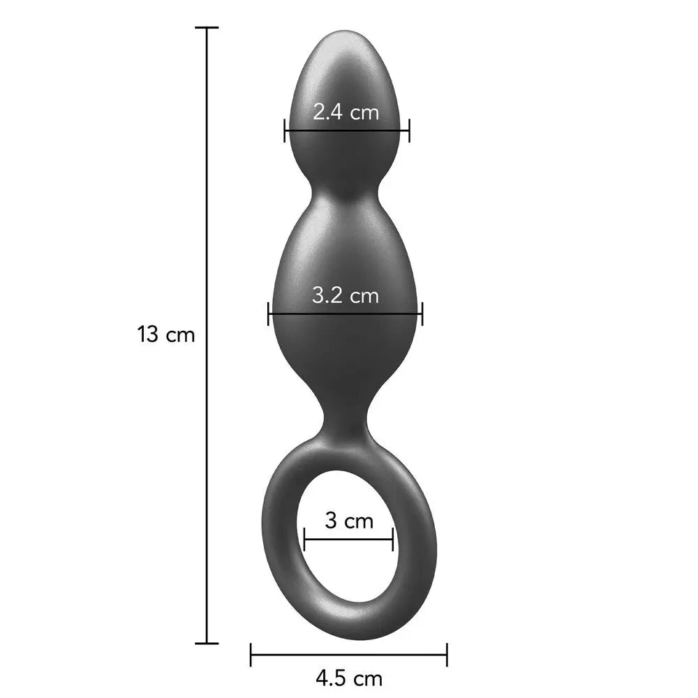 Toyjoy buttocks metallic silicone plug 2 balls weighted toy - peaches and screams