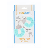 Toyjoy metal aqua furry fun wrist cuffs with keys - peaches and screams