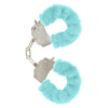 Toyjoy metal aqua furry fun wrist cuffs with keys - peaches and screams