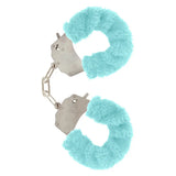 Toyjoy metal aqua furry fun wrist cuffs with keys - peaches and screams