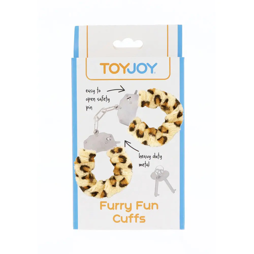 Toyjoy metal leopard furry wrist cuffs with keys - peaches and screams