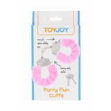 Toyjoy metal pink furry fun wrist cuffs with keys - peaches and screams