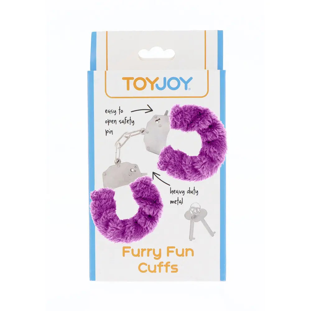 Toyjoy metal purple bondage handcuffs with 2 keys - peaches and screams