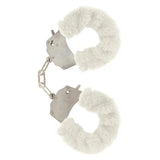 Toyjoy metal white furry wrist cuffs with keys - peaches and screams