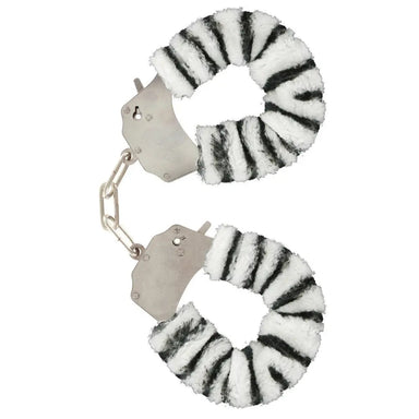 Toyjoy Metal Zebra Furry Fun Wrist Cuffs With 2 Keys - Peaches and Screams