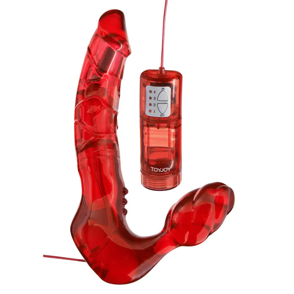 Toyjoy red vibrating strapless strap on dildo 9 inch - peaches and screams