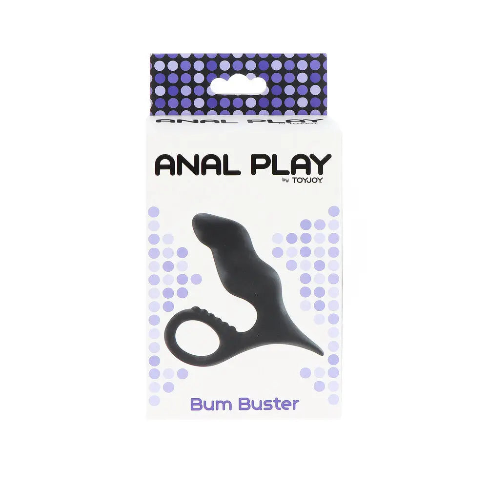 Toyjoy silicone black prostate massager with retrieval loop - peaches and screams