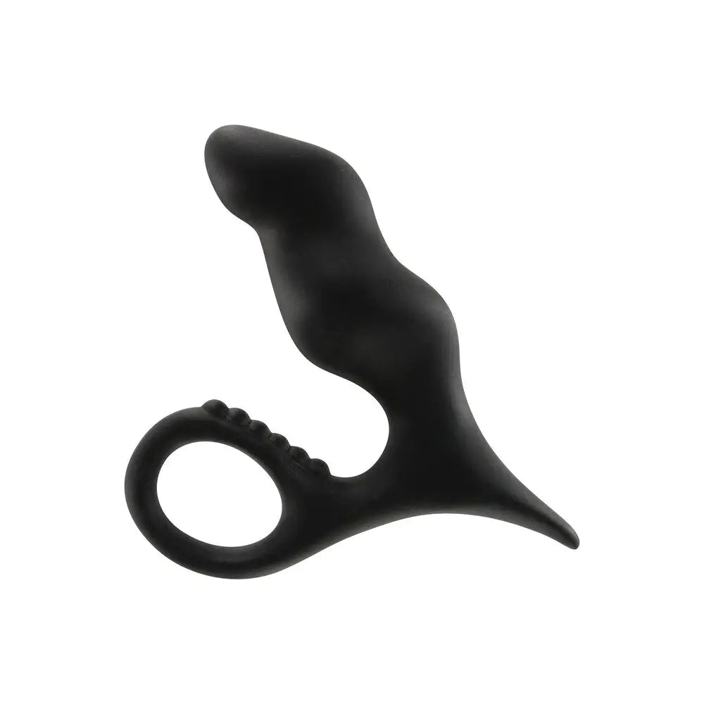 Toyjoy silicone black prostate massager with retrieval loop - peaches and screams