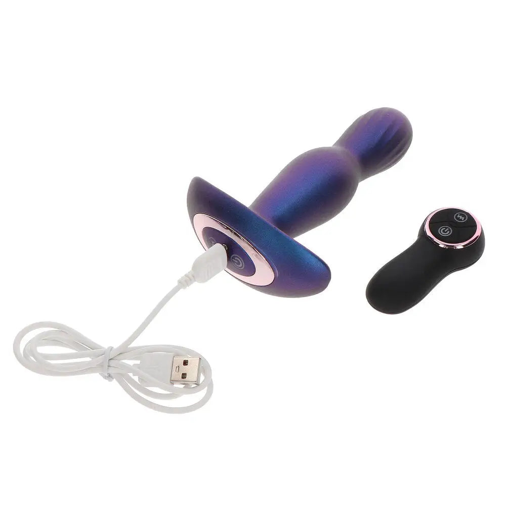 Toyjoy silicone blue inflatable vibrating remote butt plug - peaches and screams
