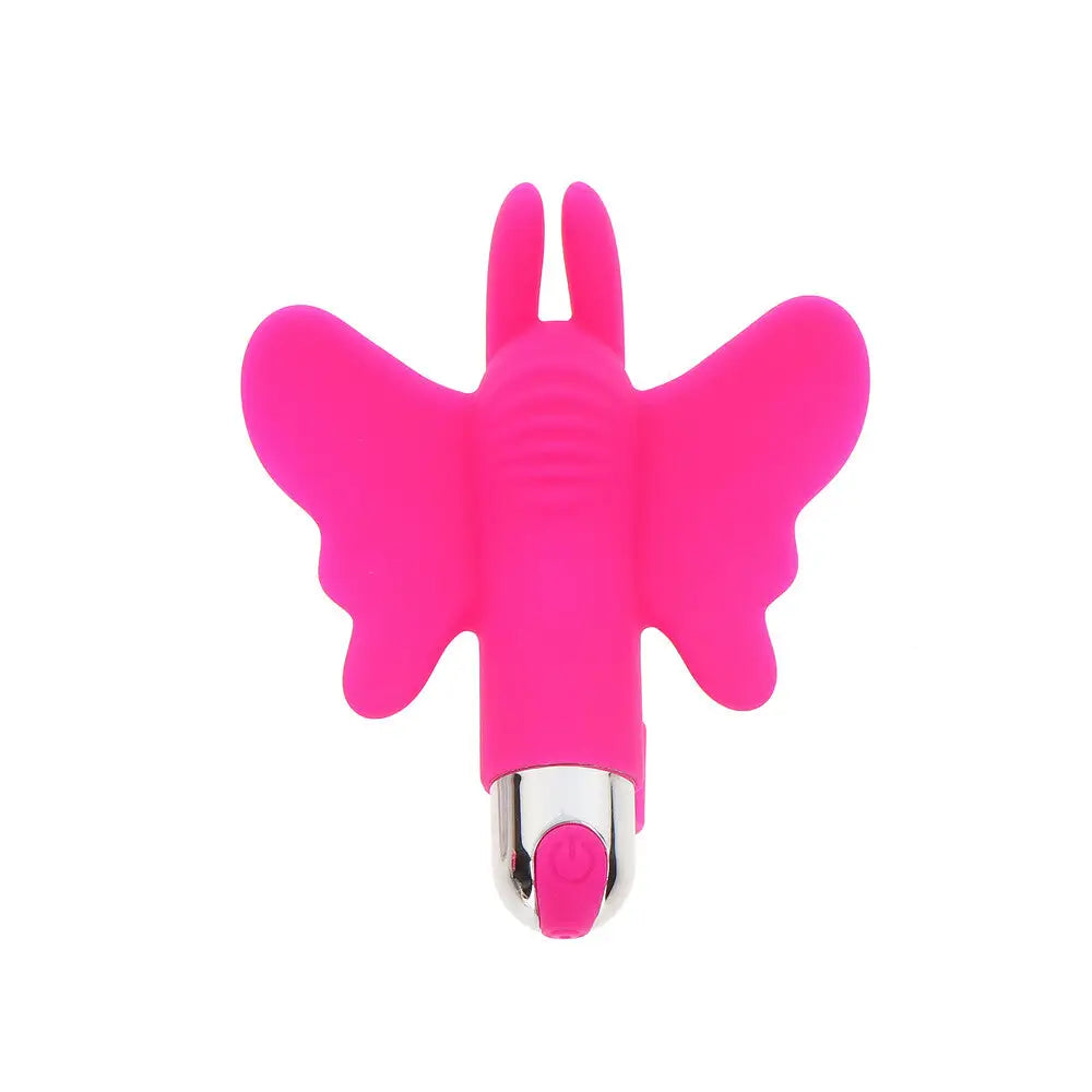 Toyjoy silicone pink butterfly rechargeable finger vibrator - peaches and screams