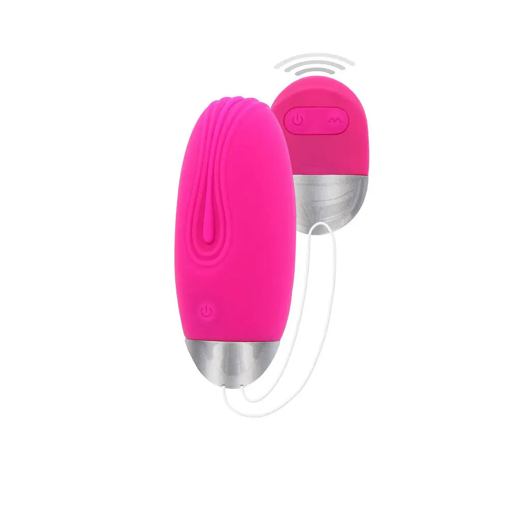 Toyjoy silicone pink rechargeable love egg with remote - peaches and screams