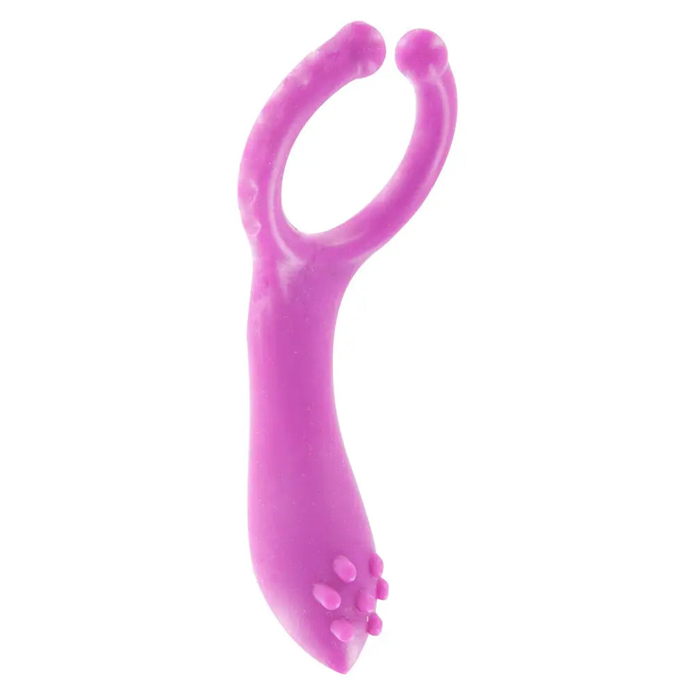 Toyjoy silicone pink vibrating cock ring with clit stim - peaches and screams