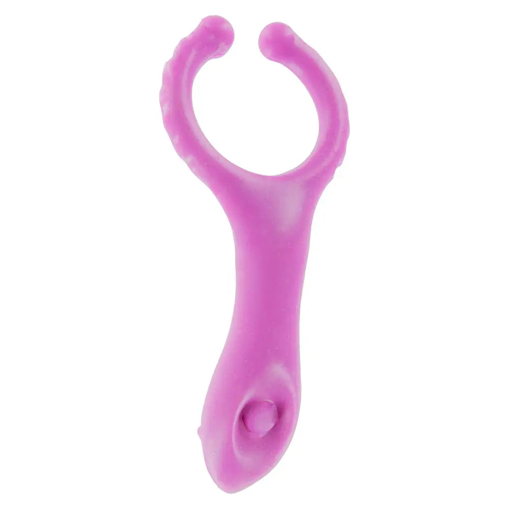 Toyjoy silicone pink vibrating cock ring with clit stim - peaches and screams
