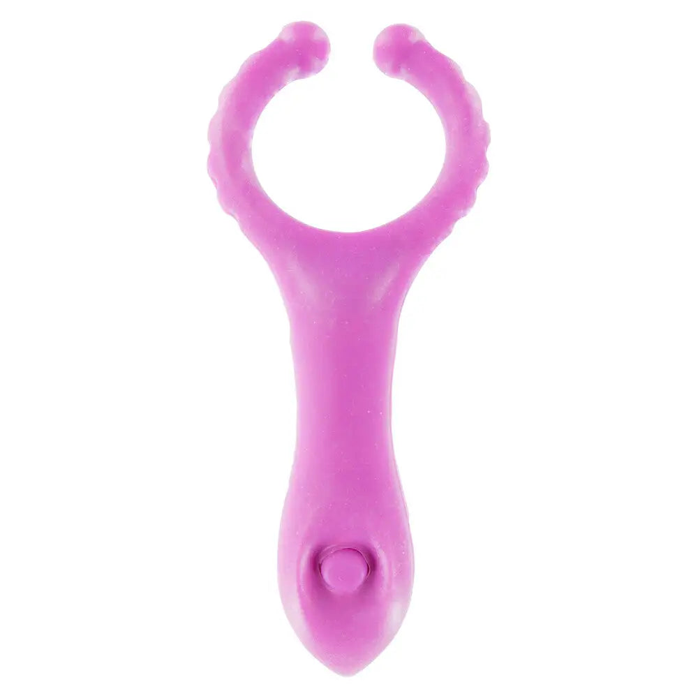 Toyjoy silicone pink vibrating cock ring with clit stim - peaches and screams