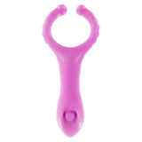 Toyjoy silicone pink vibrating cock ring with clit stim - peaches and screams