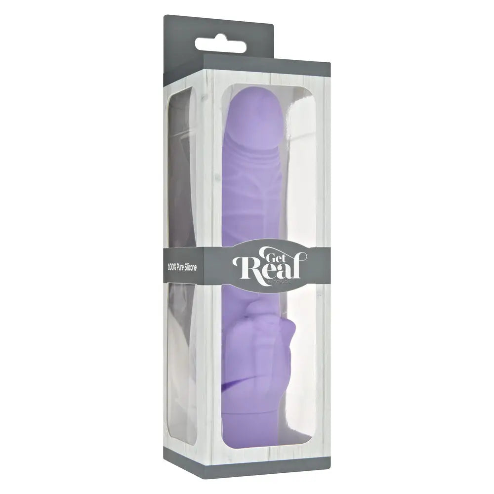 Toyjoy silicone purple realistic vibrator with clit stim - peaches and screams
