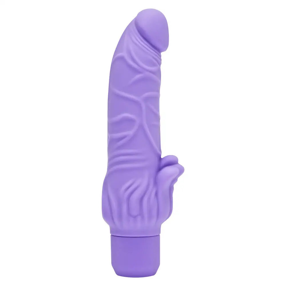 Toyjoy silicone purple realistic vibrator with clit stim - peaches and screams