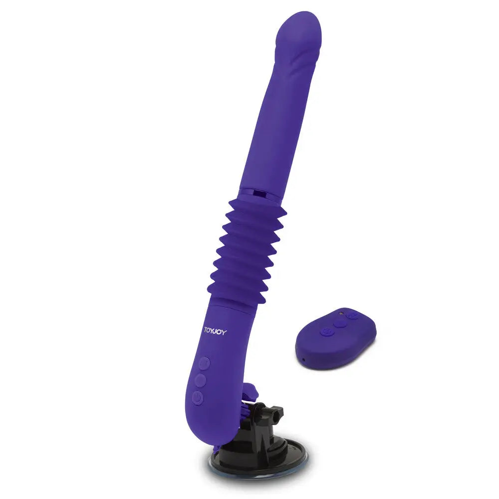 Toyjoy silicone purple rechargeable thrusting vibrator - peaches and screams